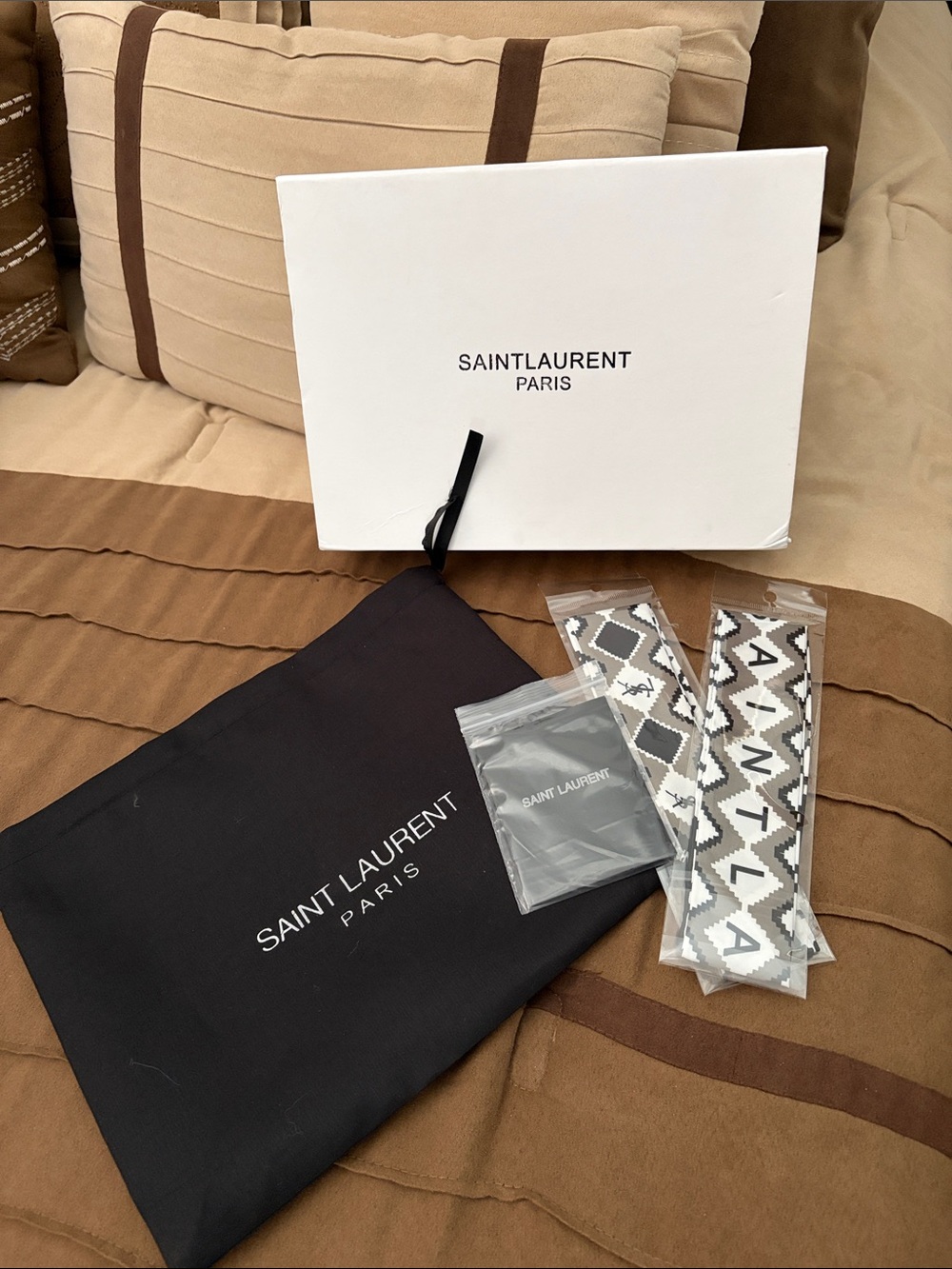 Saint Laurent Black & Gray Geometric Travel Accessory Set
